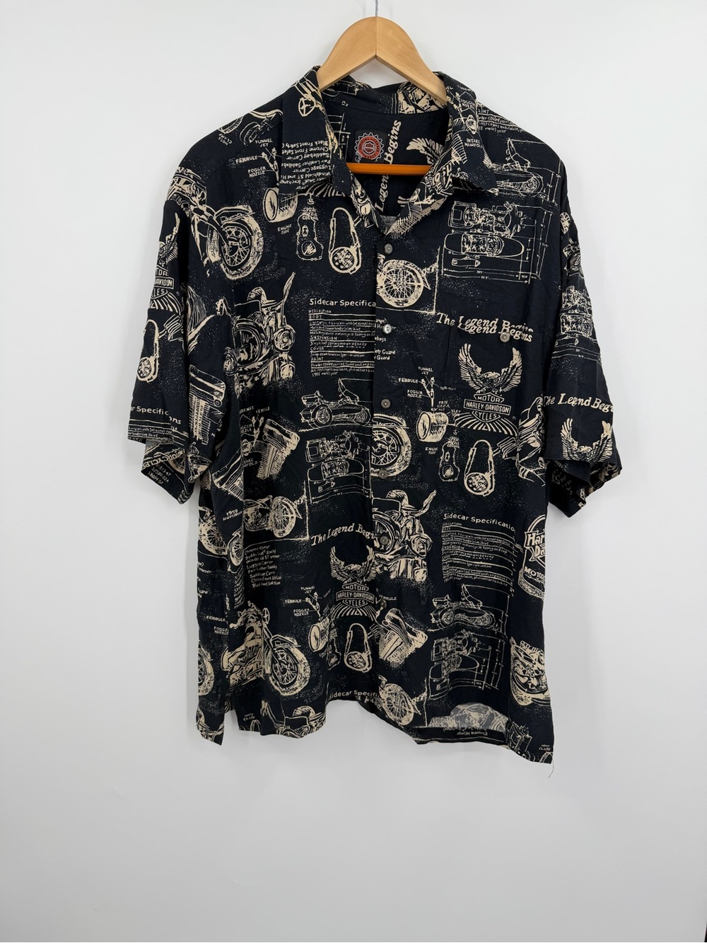 Harley Davidson Official Licensed XL Button Up Shirt Motorcycle Blueprint Print
